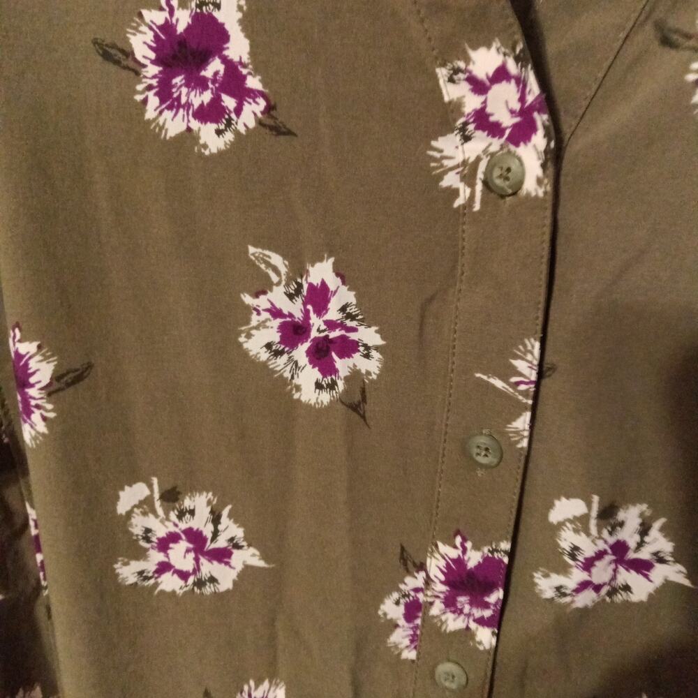 Duluth Trading Co L/S Tunic Sz XL Floral Button Down Zip Pocket Vented Gussets - Picture 2 of 5